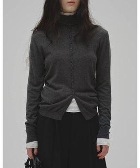 Turtleneck Button Knit