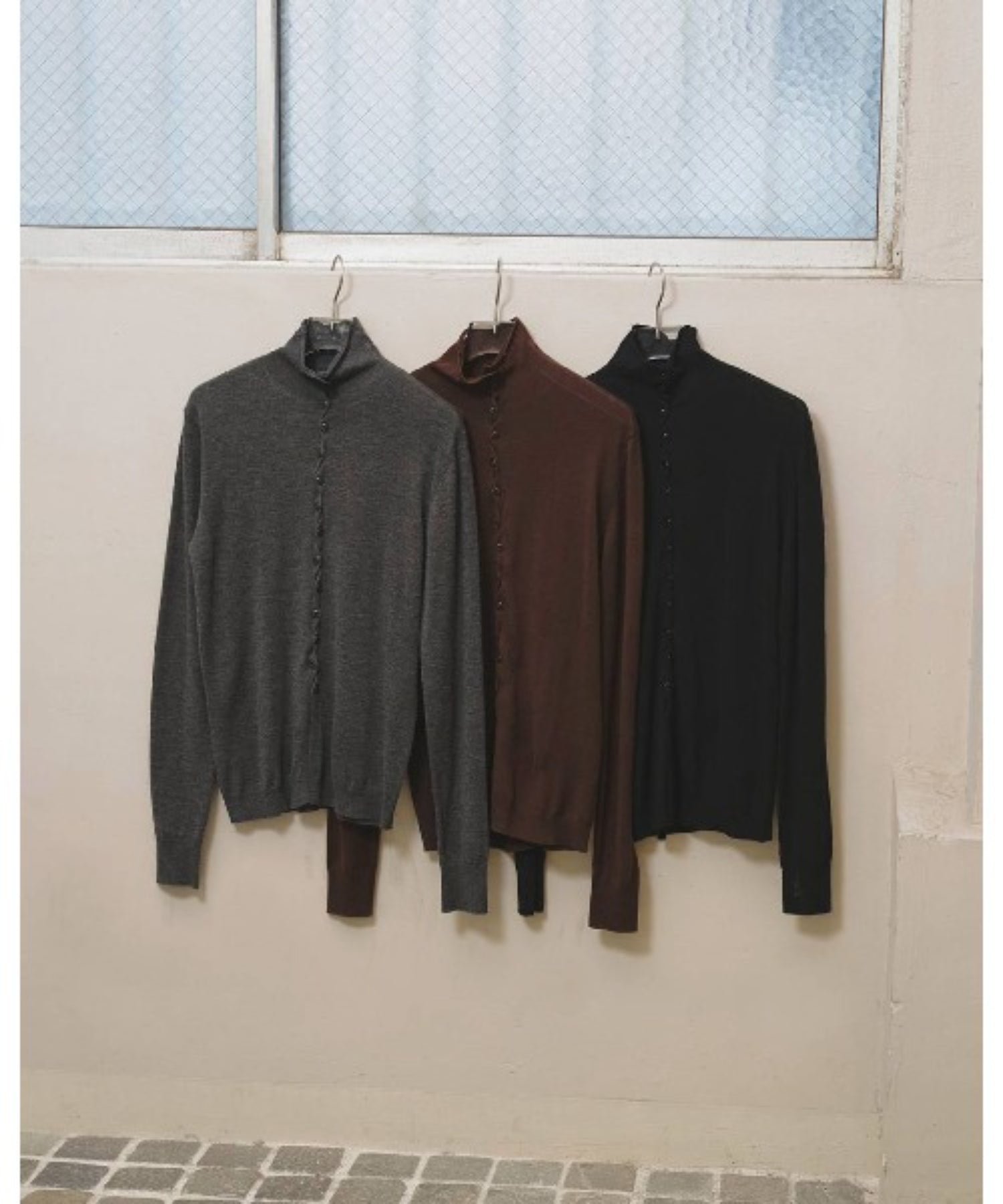 Turtleneck Button Knit