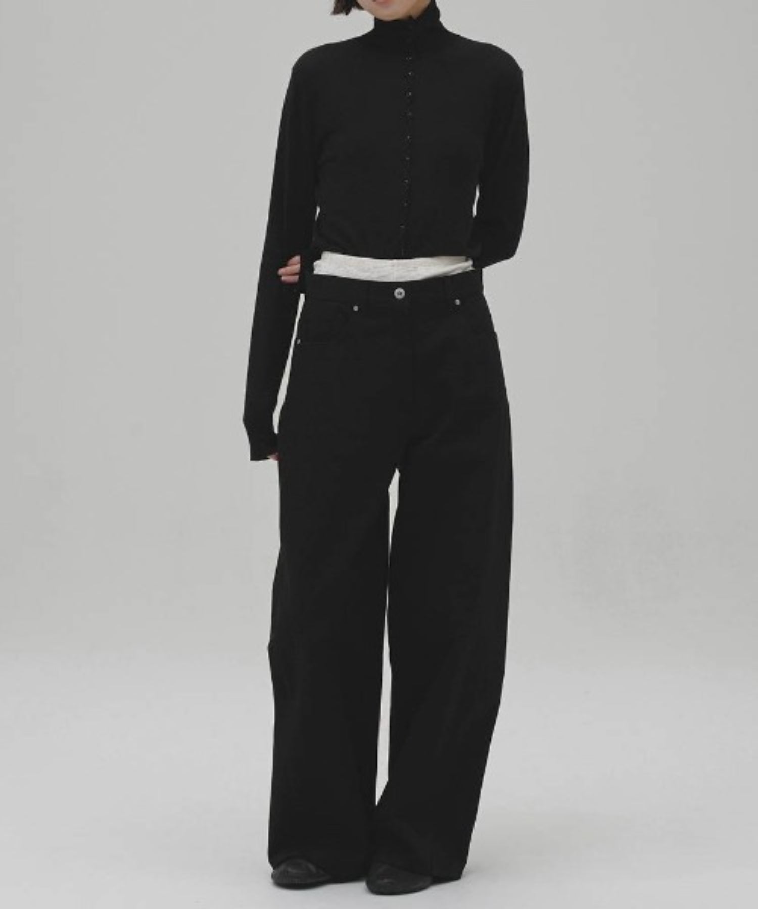 Turtleneck Button Knit
