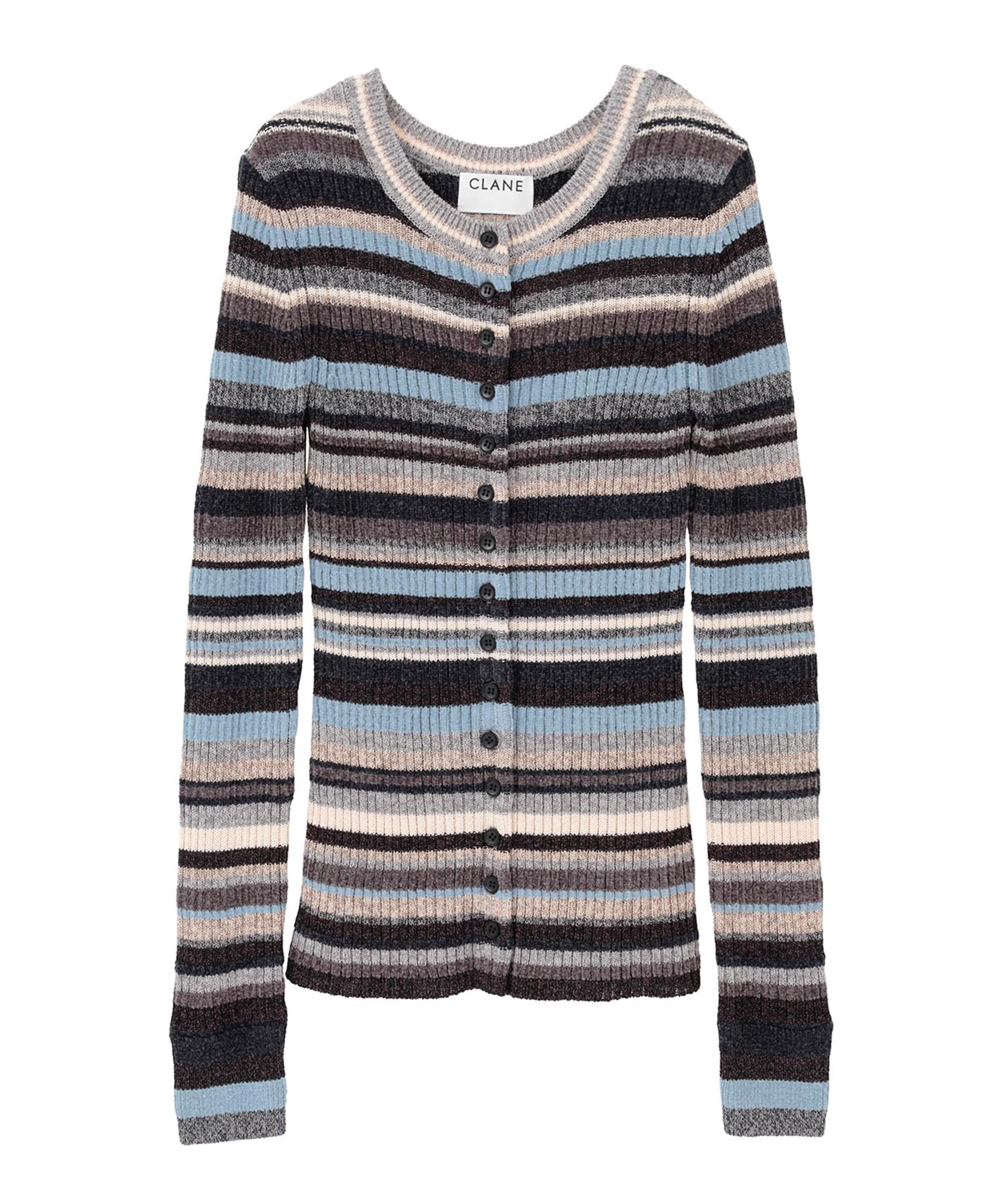 MULTI BORDER BUTTON DETAIL KNIT CARDIGAN