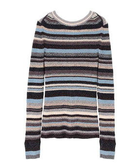 MULTI BORDER BUTTON DETAIL KNIT CARDIGAN