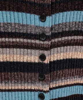 MULTI BORDER BUTTON DETAIL KNIT CARDIGAN