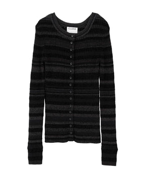MULTI BORDER BUTTON DETAIL KNIT CARDIGAN