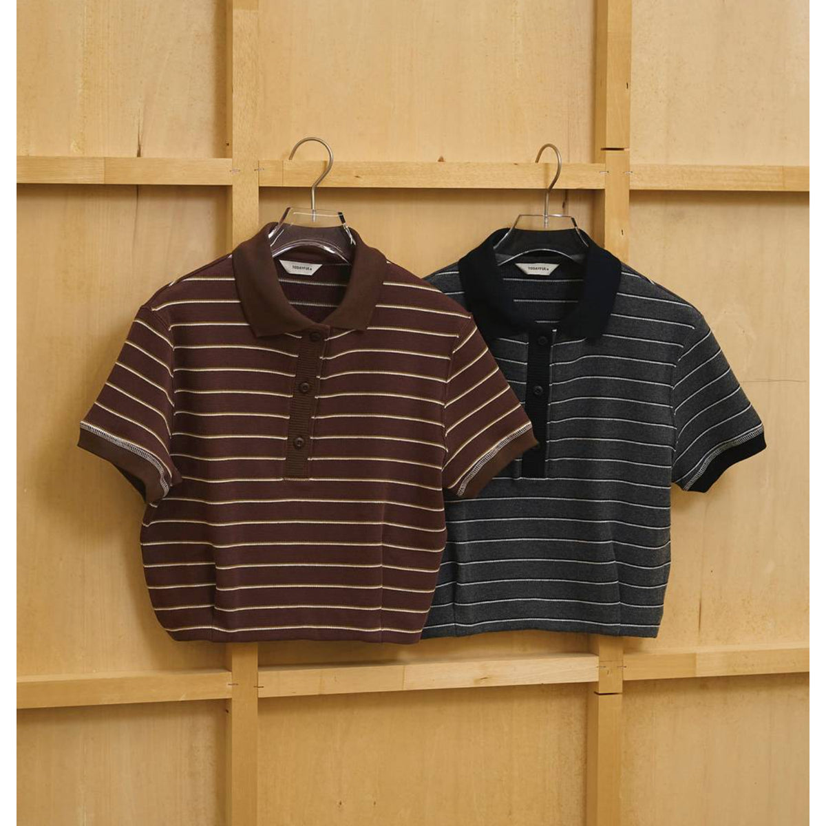 Border Polo Tops - todayful (トゥデイフル) - tops (トップス