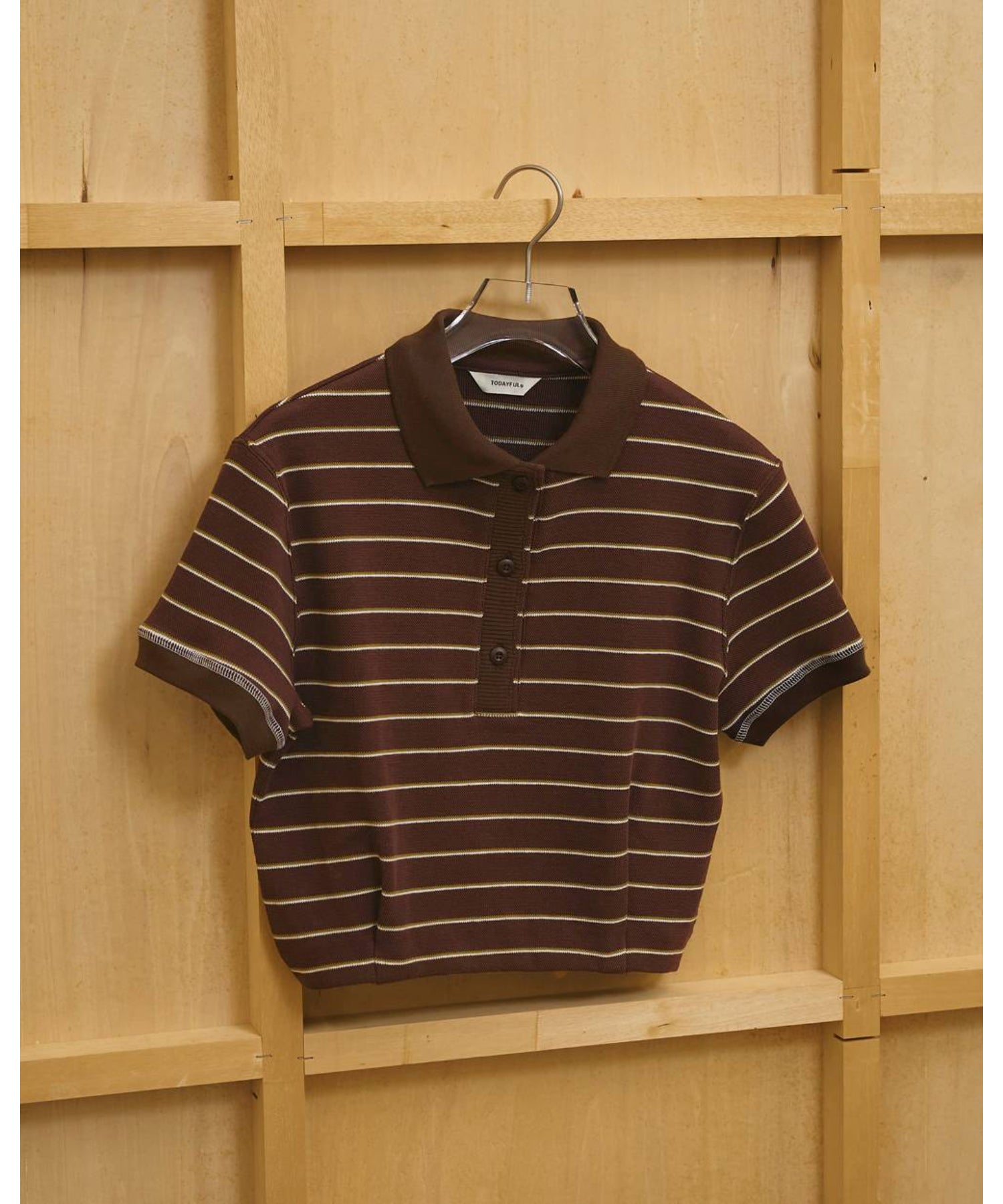 Border Polo Tops - todayful (トゥデイフル) - tops (トップス