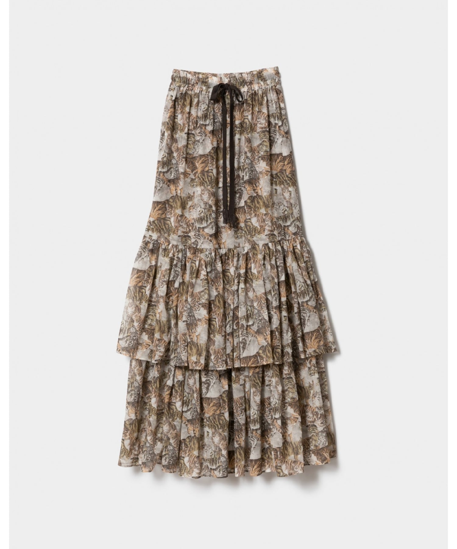 cats printed boil tiered skirt