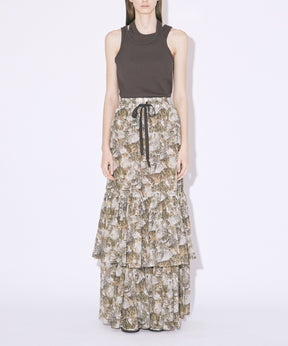 cats printed boil tiered skirt