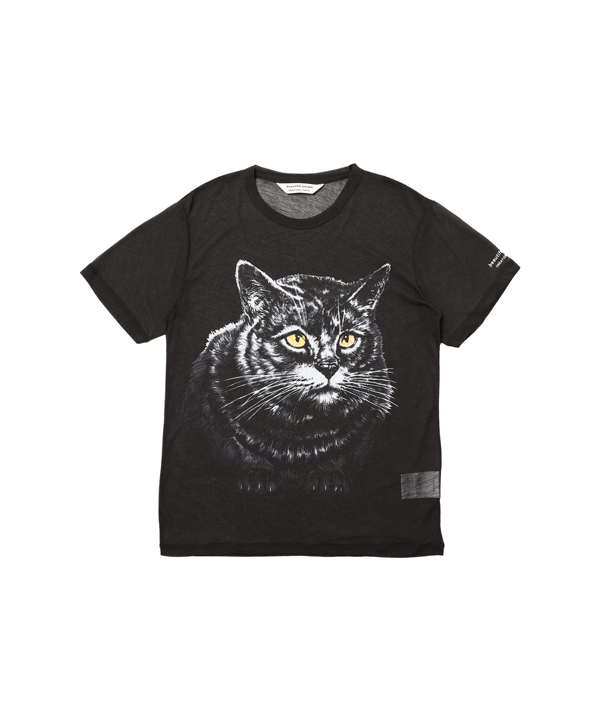 sheer jersey huge cat print T-shirt