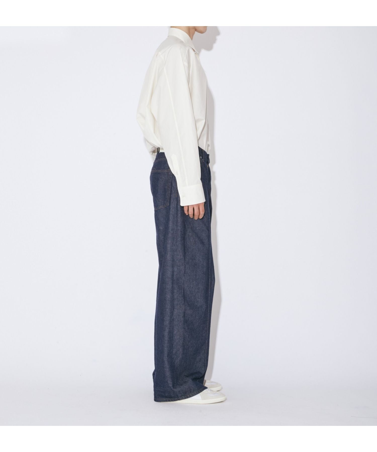 left hand twill wide 3sides denim pants