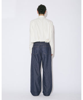 left hand twill wide 3sides denim pants