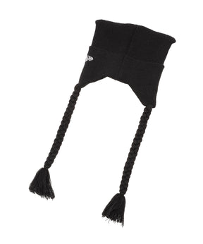 SQUARE RIB KNIT FLAP BLACK