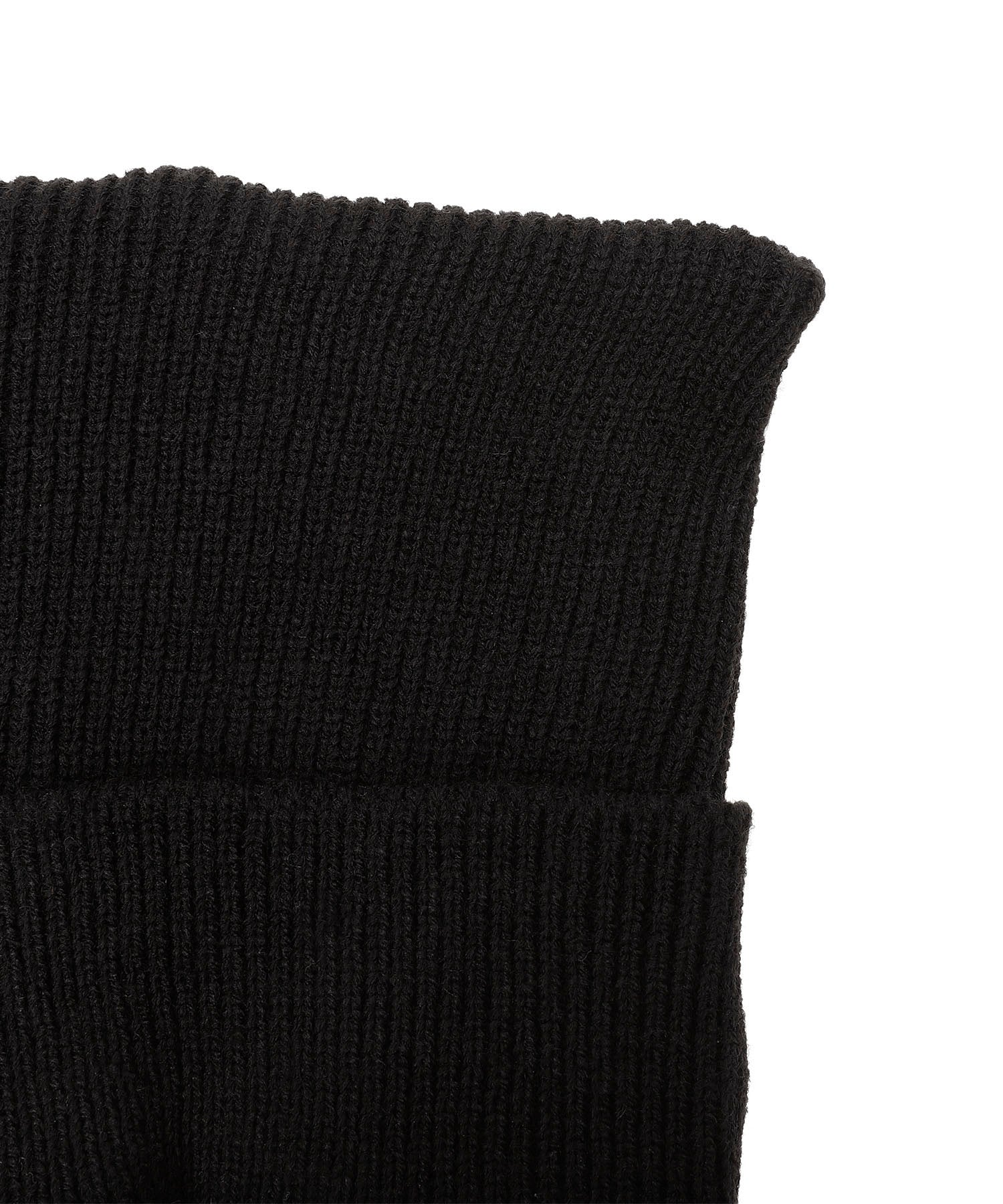 SQUARE RIB KNIT FLAP BLACK