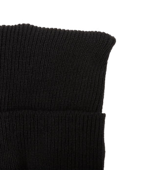 SQUARE RIB KNIT FLAP BLACK