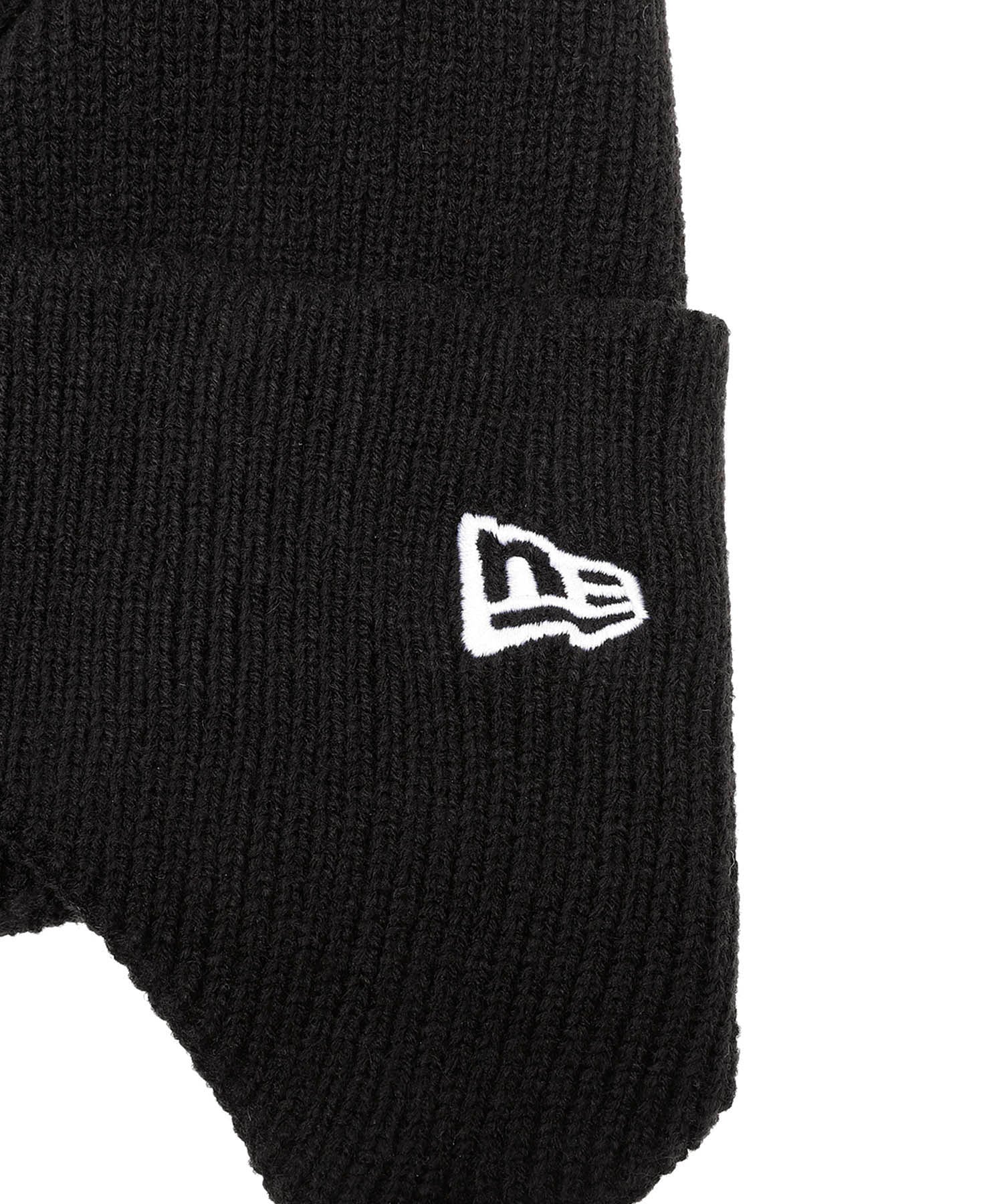 SQUARE RIB KNIT FLAP BLACK