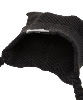SQUARE RIB KNIT FLAP BLACK