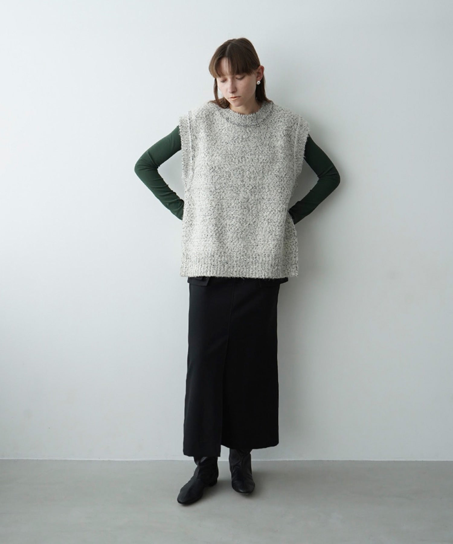 クラネ(CLANE)｜Side Zip Tweed Knit Vest｜公式通販｜FIGURE ONLINE