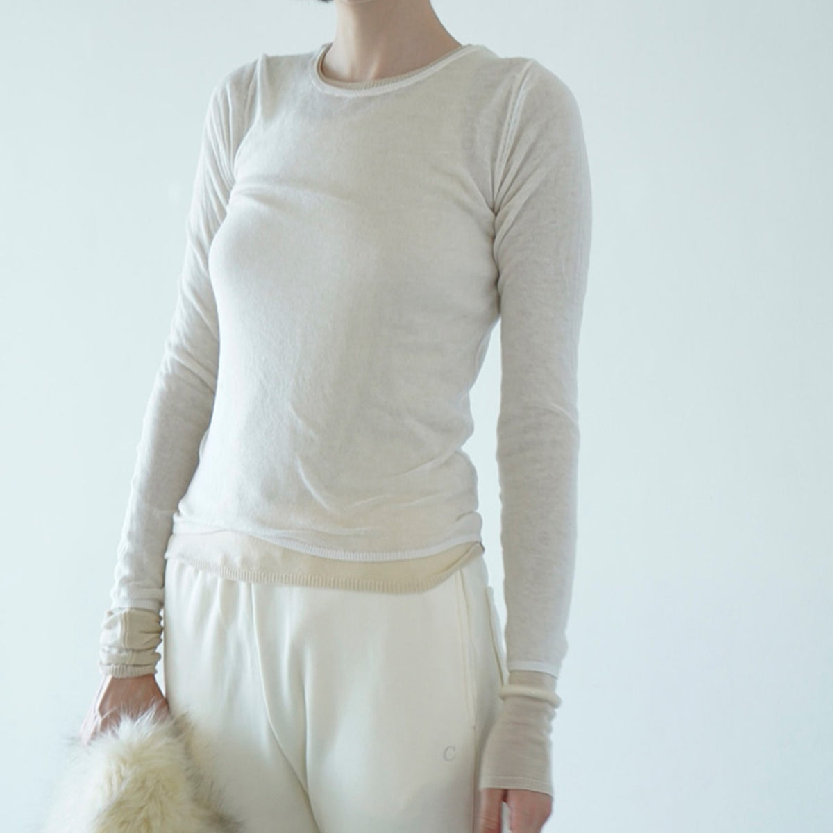 Sheer Layered Knit Tops - CLANE (クラネ) - tops (トップス ...