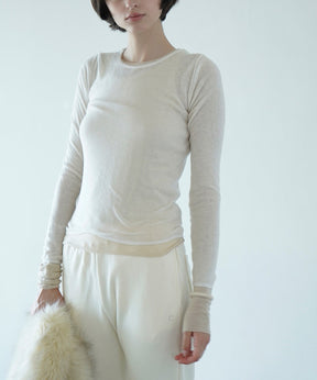 Sheer Layered Knit Tops - CLANE (クラネ) - tops (トップス 