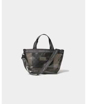plaid vinyl logo tape bag M