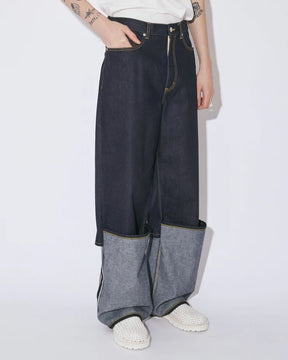 selvedge denim flip hem pants