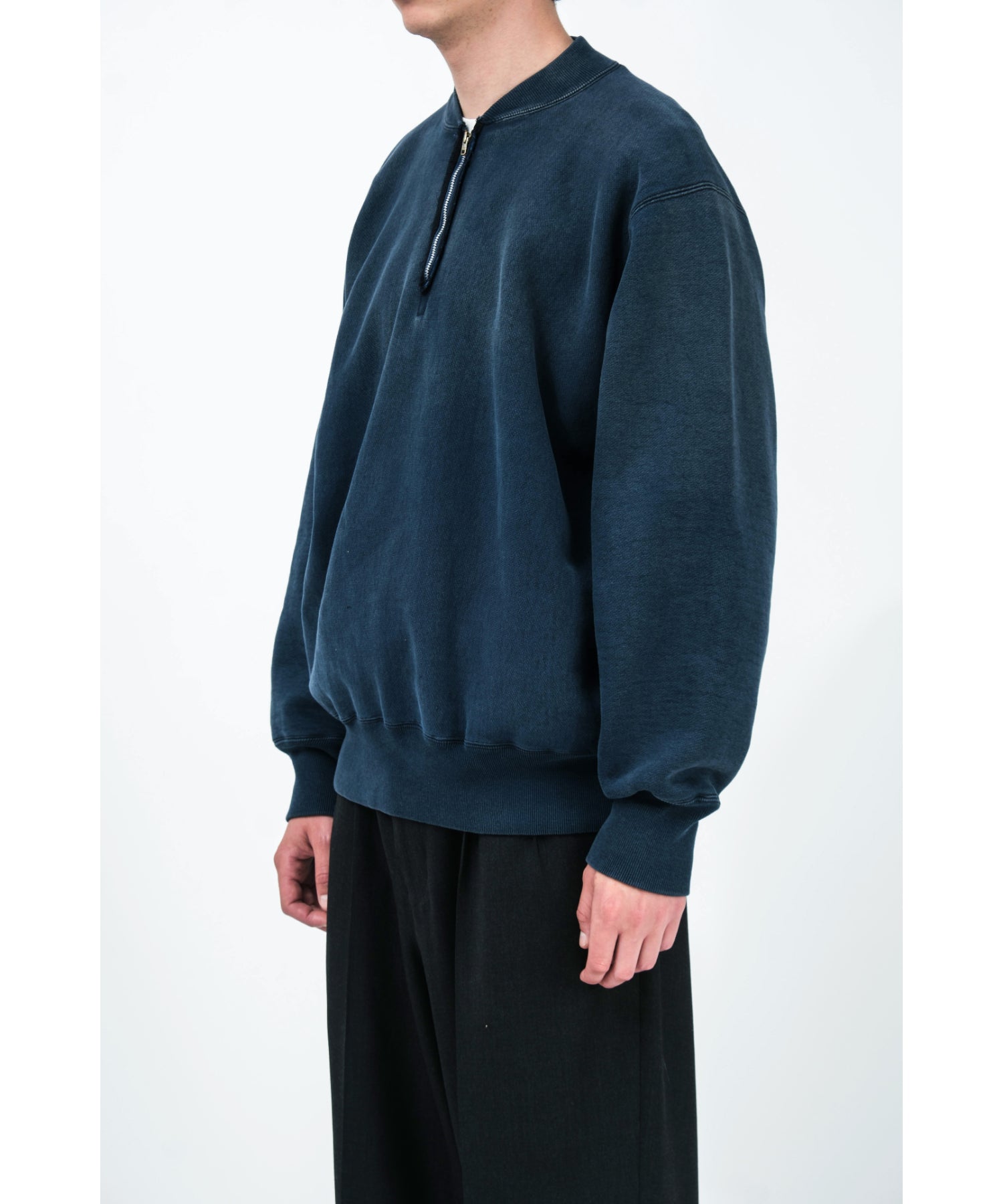 Vintage Half Zip Rib Collar Sweatshirt