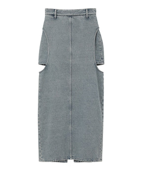 CIRCLE CUT LAYERED DENIM SKIRT