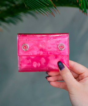 nothing to hide vinyl ostrich mini wallet