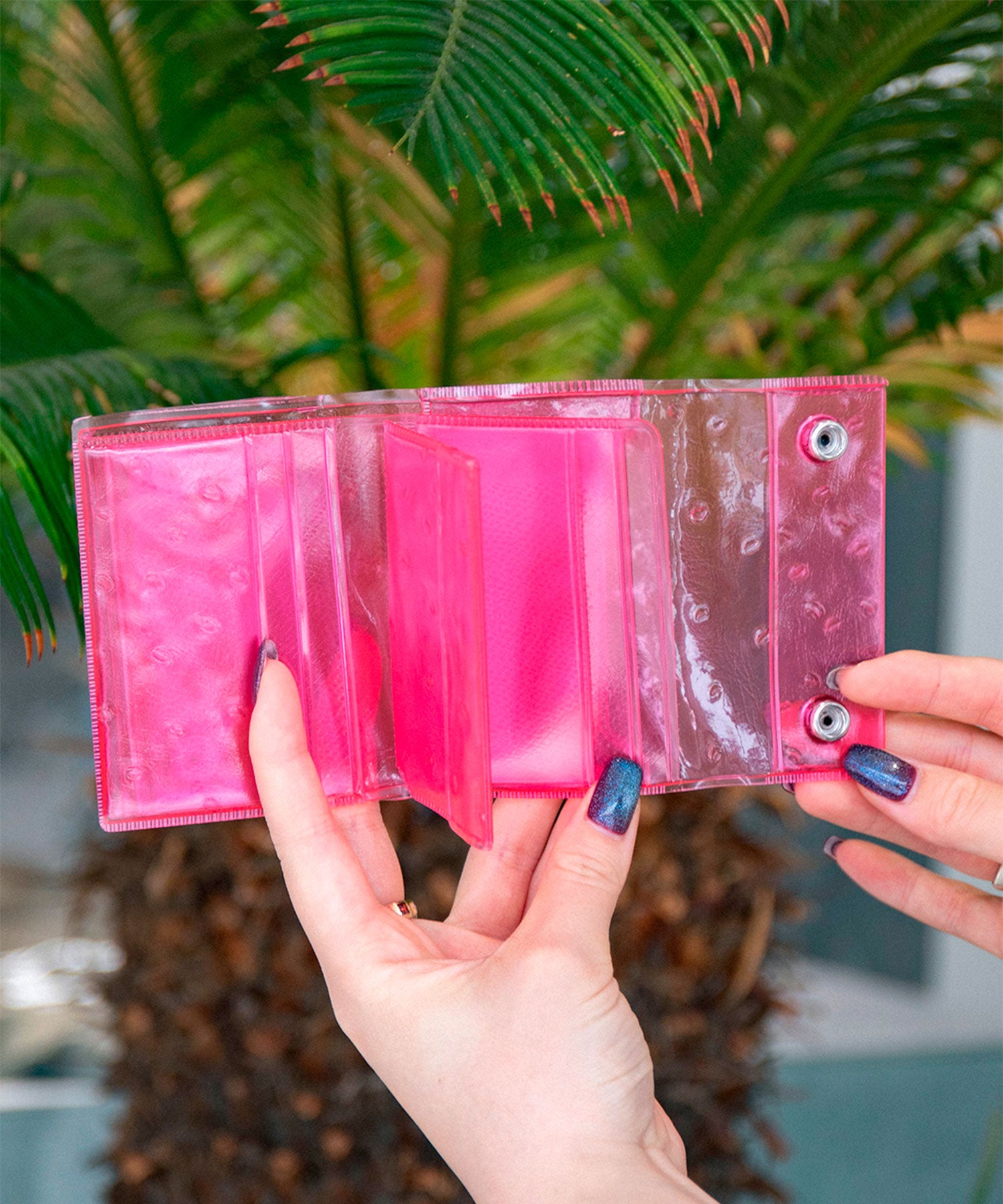 nothing to hide vinyl ostrich mini wallet