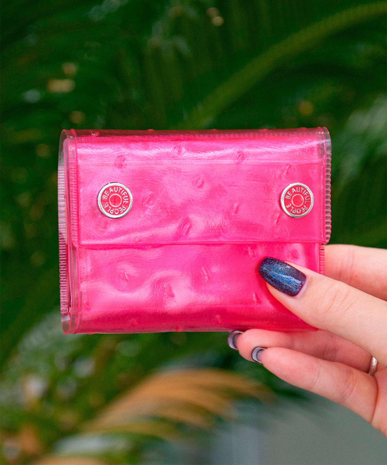 nothing to hide vinyl ostrich mini wallet