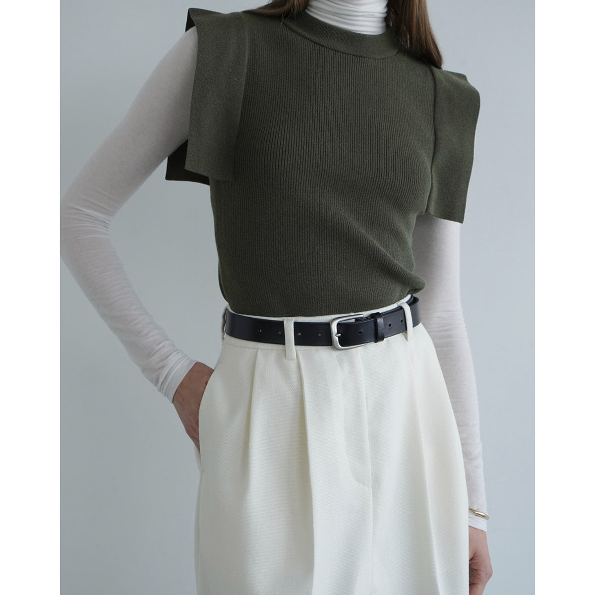 SQUARE SLEEVE KNIT - CLANE (クラネ) - tops (トップス