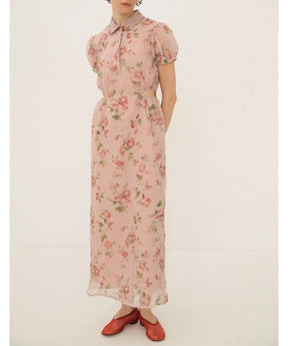 SHEER FLOWER MINI PUFF ONEPIECE