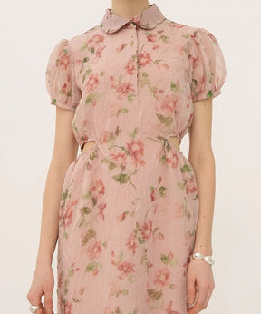 SHEER FLOWER MINI PUFF ONEPIECE