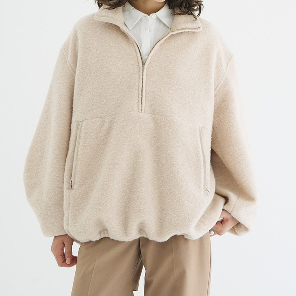 SLIVER HALF ZIP TOPS - CLANE (クラネ) - tops (トップス) | FIGURE