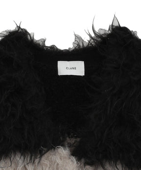 BI COLOR SHAGGY KNIT CARDIGAN