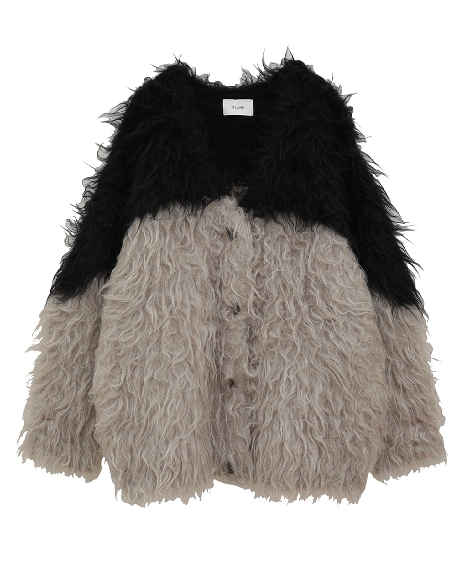 BI COLOR SHAGGY KNIT CARDIGAN