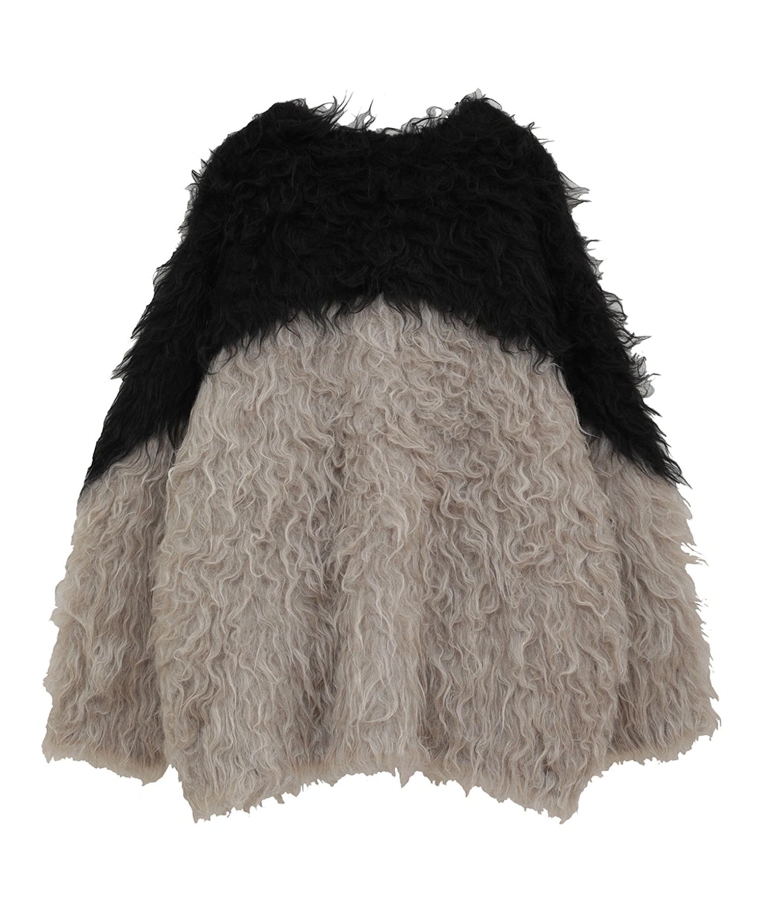 BI COLOR SHAGGY KNIT CARDIGAN