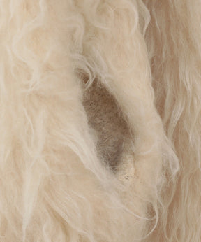 BI COLOR SHAGGY KNIT CARDIGAN