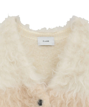 BI COLOR SHAGGY KNIT CARDIGAN