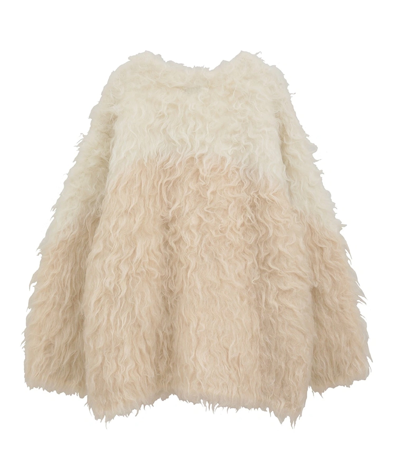 BI COLOR SHAGGY KNIT CARDIGAN