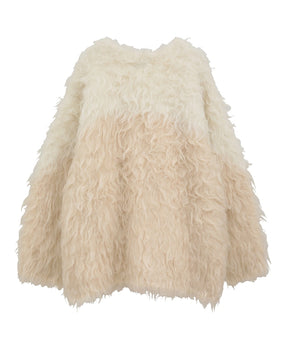 BI COLOR SHAGGY KNIT CARDIGAN