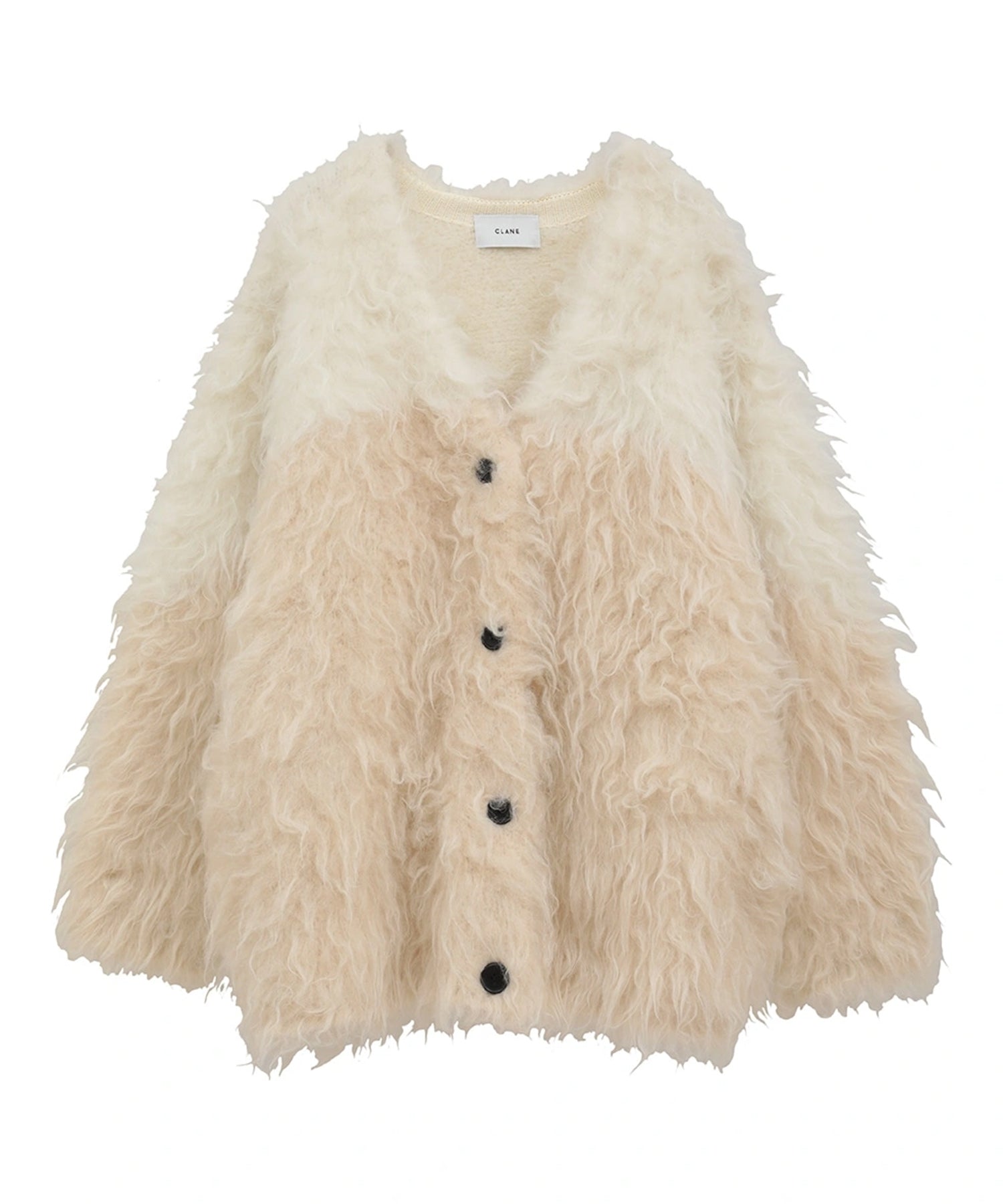 BI COLOR SHAGGY KNIT CARDIGAN