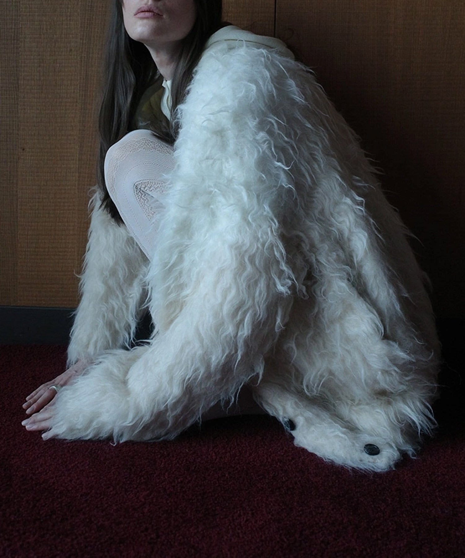 BI COLOR SHAGGY KNIT CARDIGAN