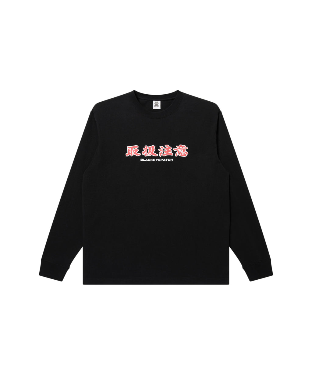HANDLE WITH CARE L/S TEE - Black Eye Patch (ブラックアイパッチ 