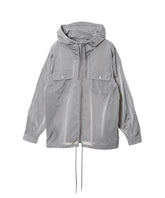 Nylon Chambray Hooded Zip Jacket