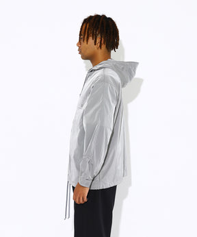 Nylon Chambray Hooded Zip Jacket