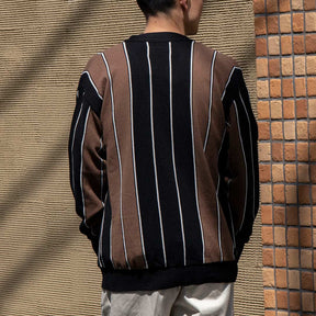 STRIPED KNIT JACQUARD CARDIGAN