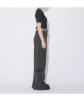 cotton suiting trompe loeil pants