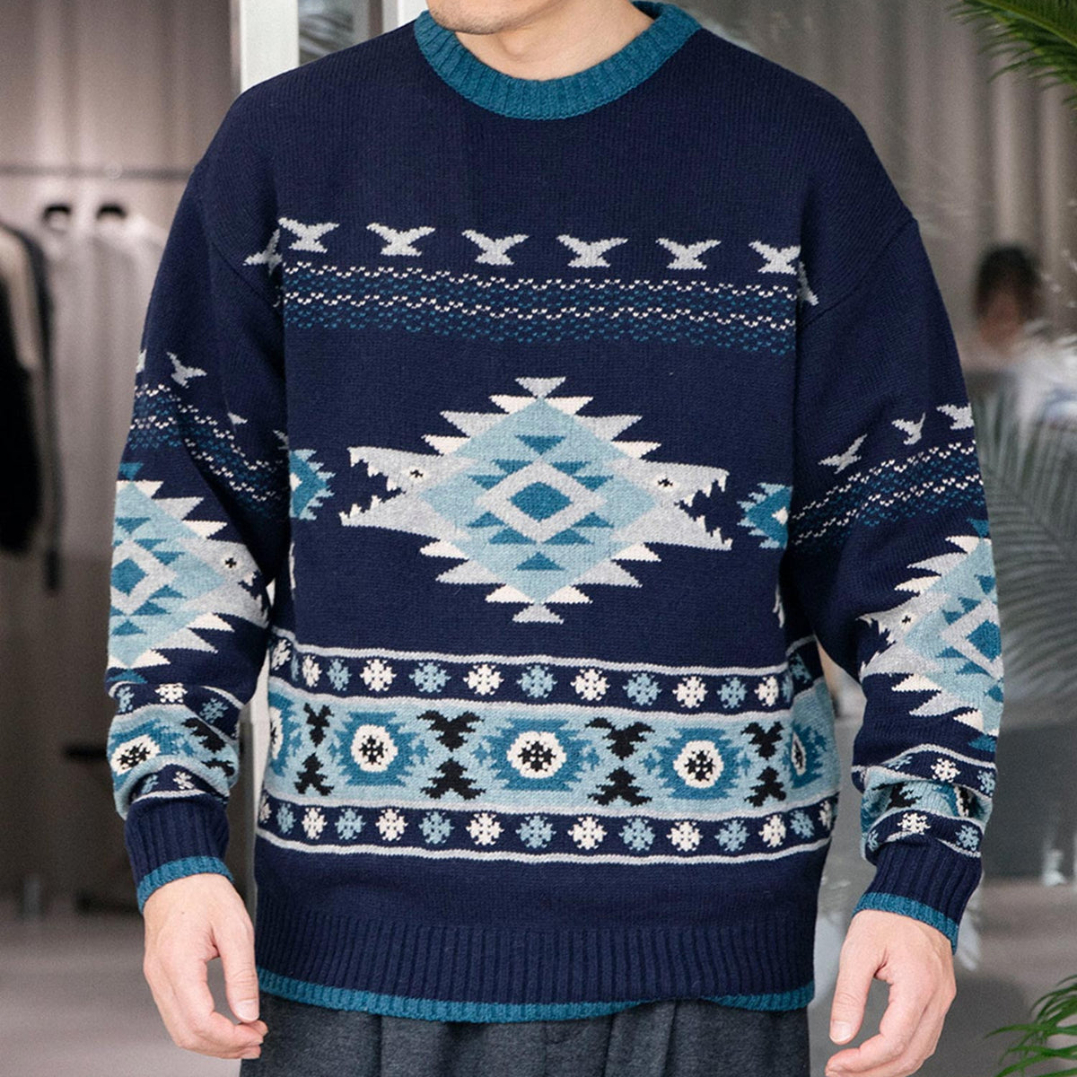 ☆送料・関税込☆AVANDRESS★Kamen Collar Knit ★ WOOL WASHI ｜ クルーネックセーター － UNISEX