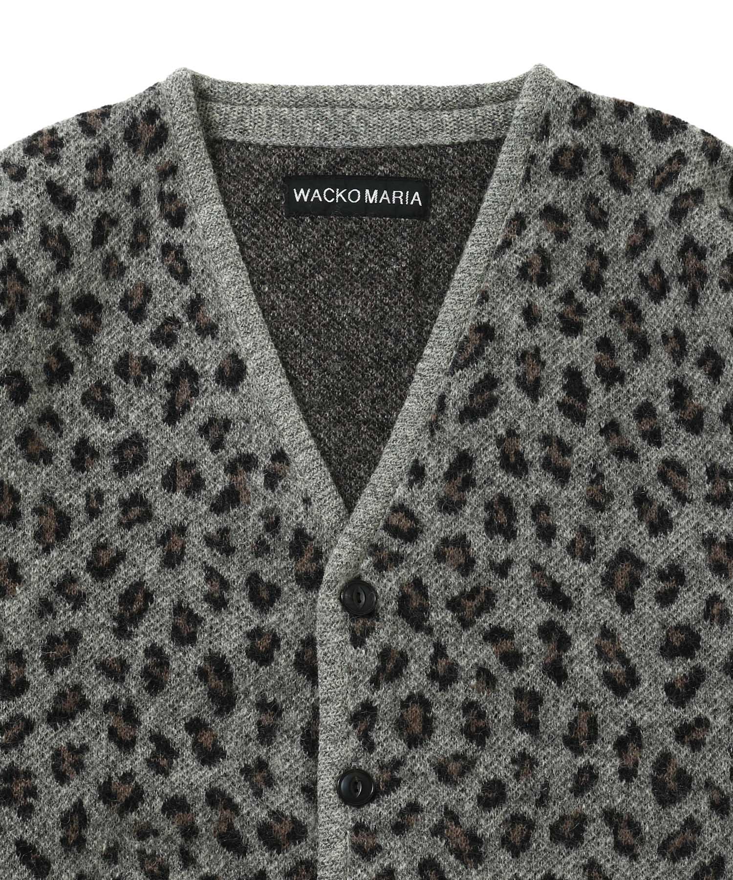 LEOPARD JACQUARD MOHAIR KNIT CARDIGAN