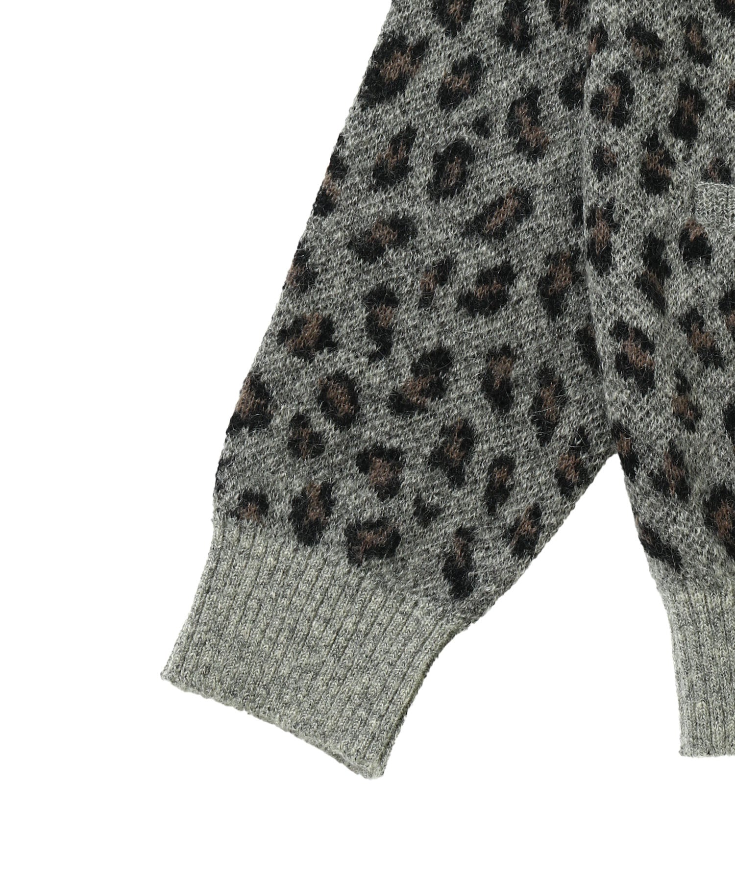 LEOPARD JACQUARD MOHAIR KNIT CARDIGAN